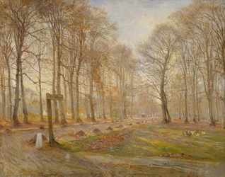 コペンハーゲン北部のイェーガースボー鹿公園の秋の終わりの日